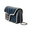 Gucci Мини-сумка на цепочке Gucci Marmont с стежкой «шеврон» из темно-синей кожи с белой отделкой для женщин, роскошная, для повседневного использования