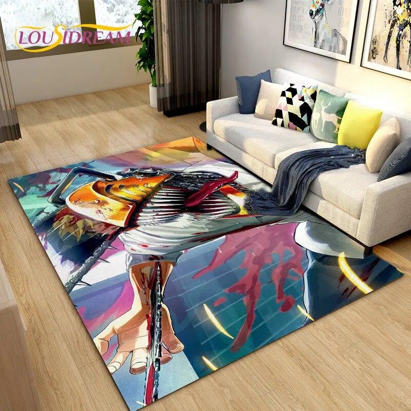 3D Chainsaw Man Anime Denji Cartoon Area Rug, ковер для гостиной, спальни, дивана, коврика, украшения, детский нескользящий напольный коврик