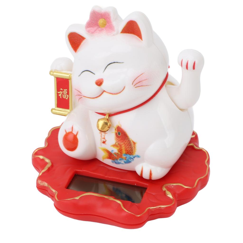 Солнечный кот удачи Яркий милый китайский кот, работающий на солнечной энергии, машущая рукой, кот удачи для домашнего офиса и