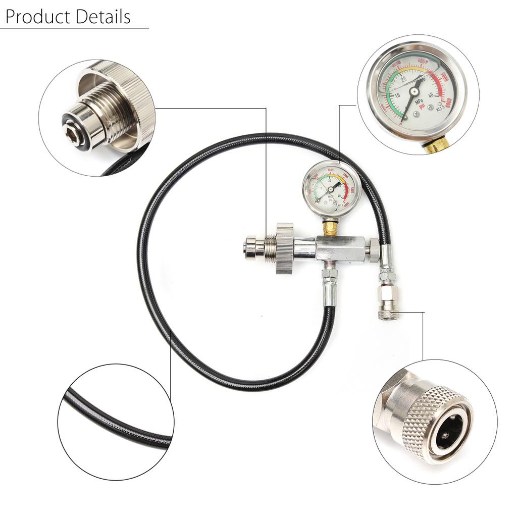 PCP Air Fill Station Filling Adaptor for 5000psi Paintball Air Rifle SCBA Paintball HPA Tank with 24" Hose Black+Silver