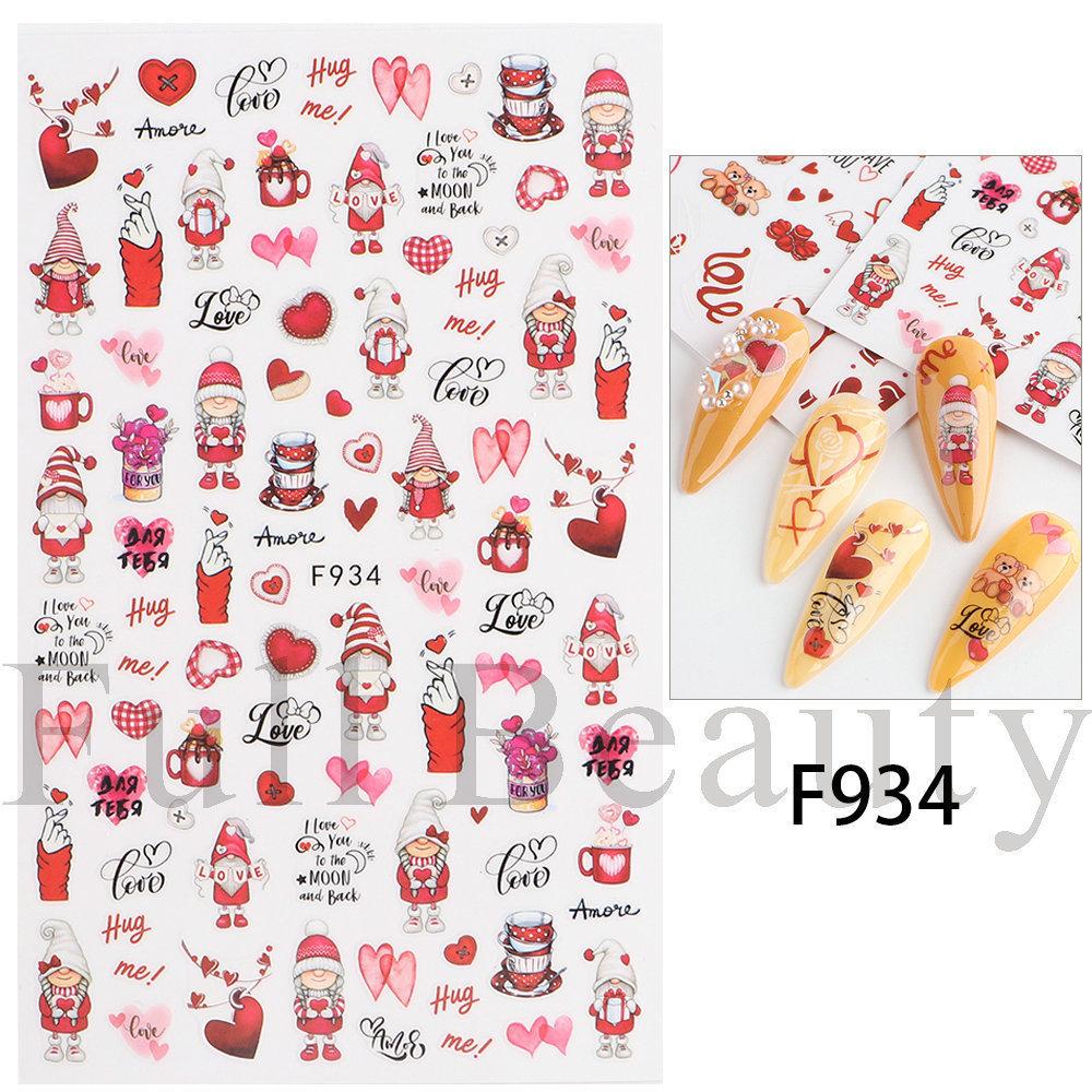 Nail Art Stickers, Romantic Valentine'S Day Love Cartoon Panda Love Adhesive Nail Stickers