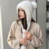 Plush Hat Solid Color Warm Knitted Hat Double Layer with Fluffy Ball Knitted Hat Cute Hanging Ball Outdoor Hat Winter
