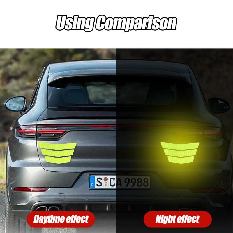 3Pcs Motorcycle Stickers Reflective Warning Trapezoidal Arrow Tail Fender Car Truck Bike Racing Body Bumper Decal Adhesive Tape