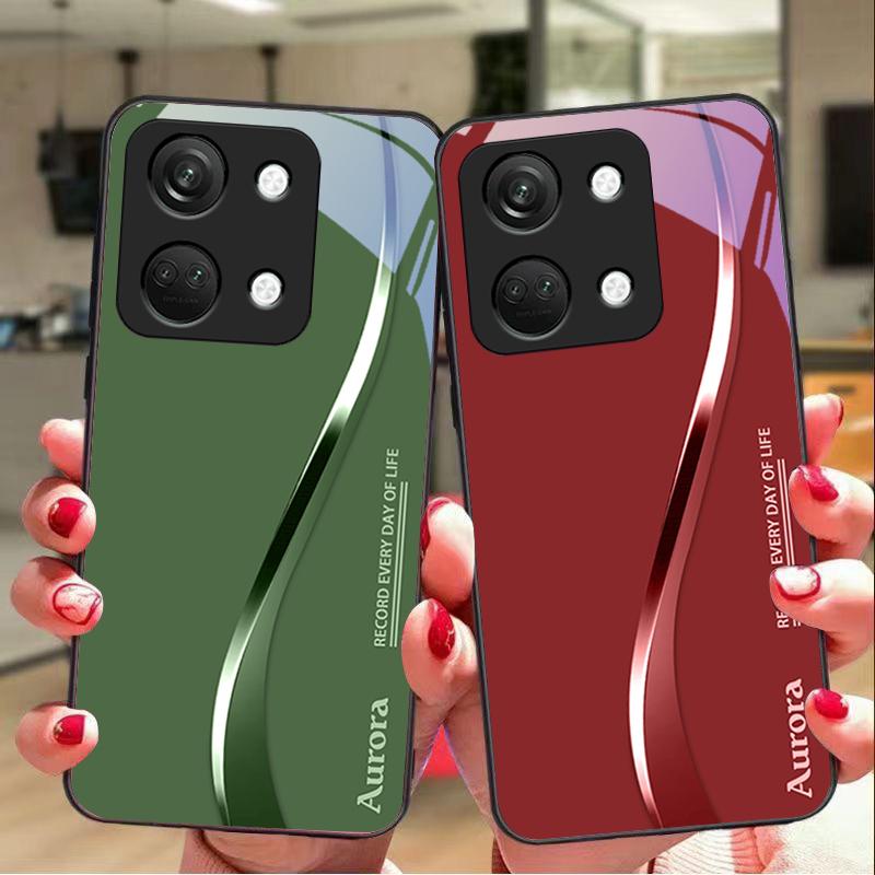 Двухцветные полосы для OnePlus Nord 3 5 6T 7 Pro 8 12 10T Reno8 Lite 5G 10R Nord N30 Жесткий чехол из закаленного стекла для телефона Черный
