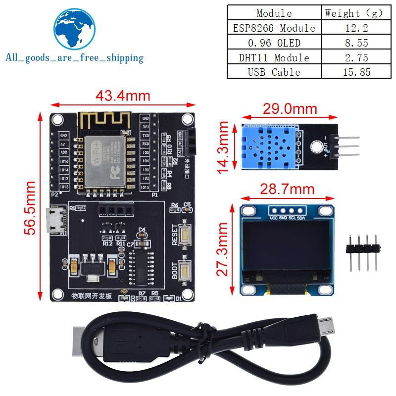 TZT ESP8266 Weather Station DIY Kit IOT Starter Kits for Arduino with 0.96 OLED Display D1 MINI ESP-12F Module