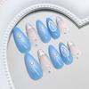 Three-dimensional starlight silver French flash glacier ins metal wind removable nail art pieces, wearing 24 pieces of nail