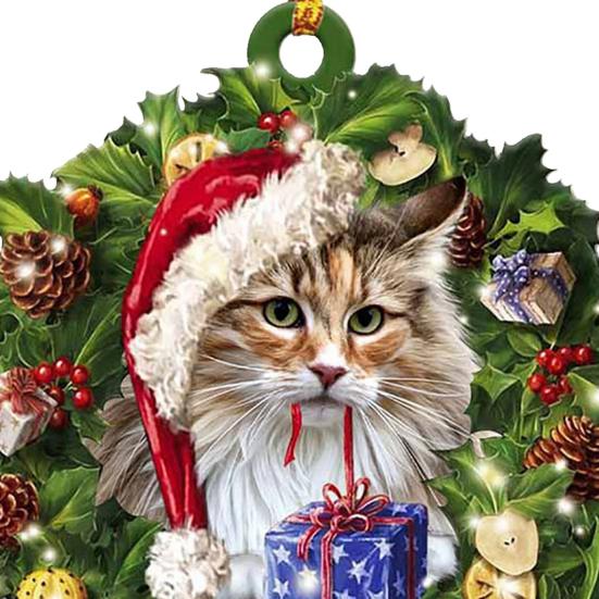 Рождественский мультяшный кот, автомобильное зеркало, подвесное украшение, акриловое многоразовое украшение заднего вида, мультяшный рождественский елочный орнамент, кулон