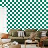Checkerboard Wallpaper in Navy Blue, White and Mint for Living Room and Bedroom 50x1000