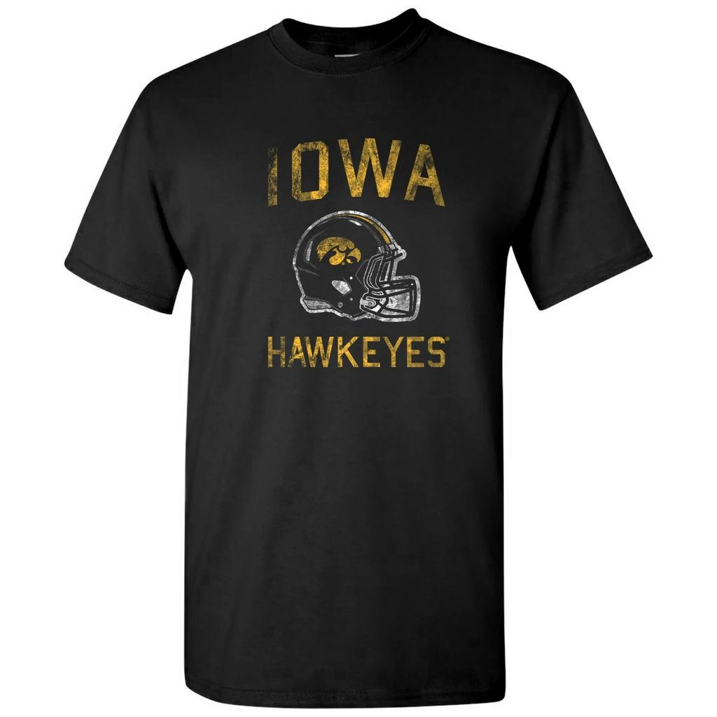 Футболка с выцветшим футбольным шлемом Iowa Hawkeyes - Черная