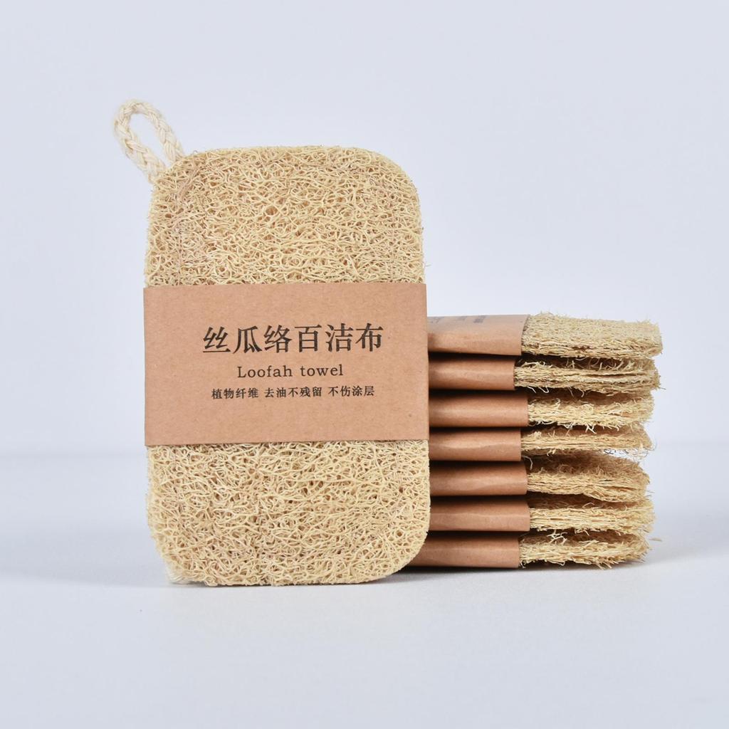 Natural Loofah 4pcs Dish Towel, Pot Cleaning Cloth, Kitchen Supplies, Cleaning Cloth, Cleaning Supplies