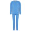 Kids Warm Loungewear Set 2-Piece, Solid Color Thermal Long Sleeve Shirt & Elastic Waist Pants, Sleepwear Winter Underwear