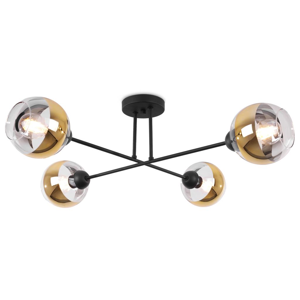 Asturia Black Ceiling Lamp 4-Flat Golden Lamp E27