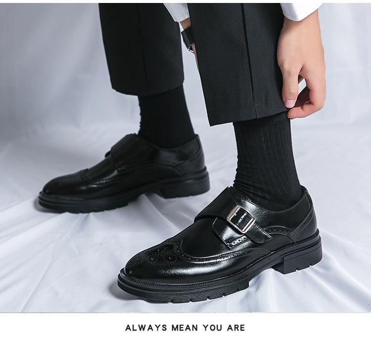 Мужские туфли-броги из кожи большого размера с резной пряжкой - Формальные и повседневные туфли-монки