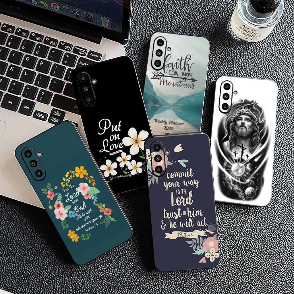 Soft Cover for Samsung Galaxy S25 S24 S23 FE Plus Ultra S7 Edge A16 A15 5G s25+ Coque Phone Case Jesus Bible Verse Christian God