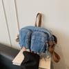 Crossbody Bag Women's Mobile Phone Bag Double Pocket Denim Shoulder Bag