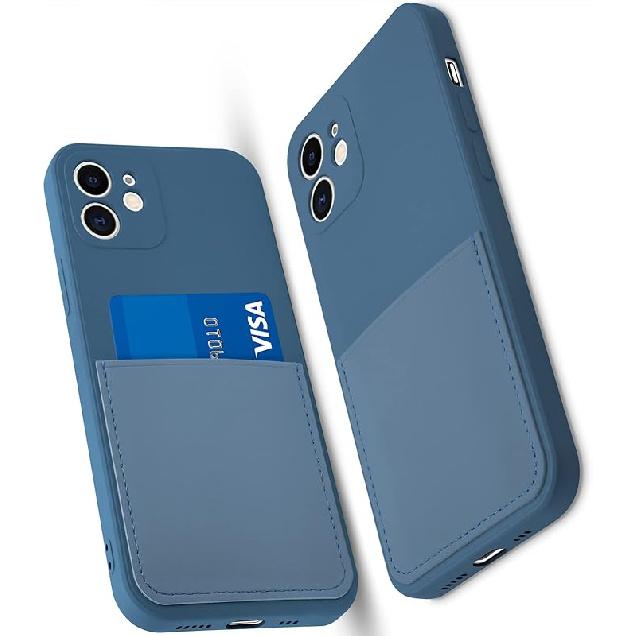 Silicone Wallet Phone Case for iPhone 11 6.1 Inch with Credit Card Holder Pocket, Full-Body Bumper Protection Camera Protect Case (Lavender Gray)