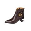 Fashion New Autumn Winter Women Boot Shoes for Women Pointed Toe Short Boots Fashion Boots Genuine Leather Boots Handmade High Heels