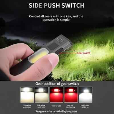 Super Bright LED Flashlight Portable Type-C Rechargeable Multifunctional Magnetic Work Light Outdoor Camping with Pen Clip