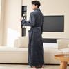 Double-Sided Velvet Flannel Winter Bathrobe: Thick, Cozy, Ankle-Length Couple's Robe, Men's Coral Fleece Pajamas