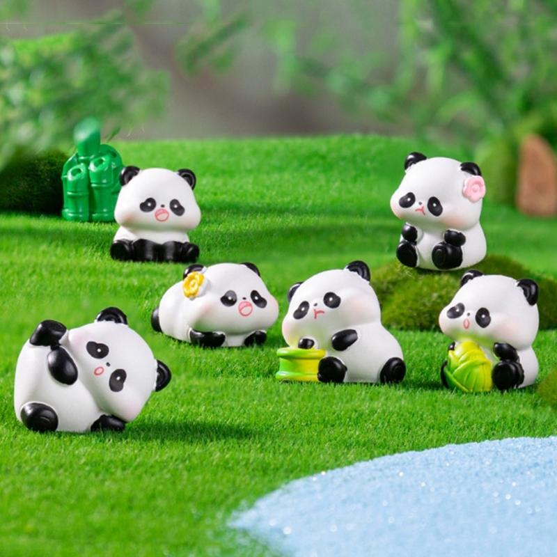 Pandas Figurines Mini Pandas Decors Waterproof Toy Playsets Miniature Doll Garden Figurines Cake Toppers Parties Favor