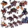 MOC Medieval Carriage Building Blocks Knights Transport Cattle Cart Travelers Sachet Horse War Chariot Prison Weapons Bricks Toy