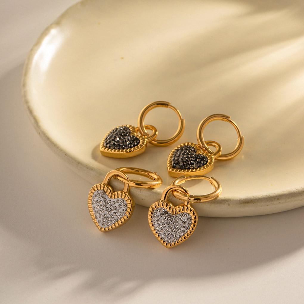 1 пара серег-колец в форме сердца, серьги-подвески с блестящим цирконом, серьги-крючки в форме замка, ювелирное украшение, модный аксессуар для банкета