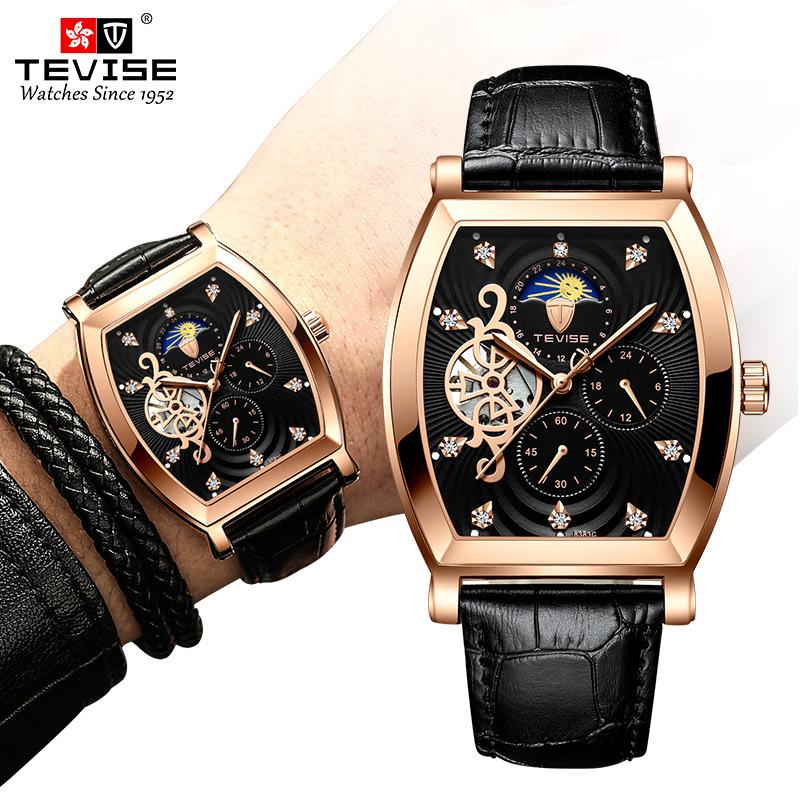 TEVISE Watch Barrel Watch Tourbillon Star Механический мужской ремень