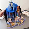 Symphony Magnolia Print Cut Flower Spring And Summer Silk Scarf Large Long Scarf High-End Travel Shawl Sun Protection Women'S Scarf Headscarf