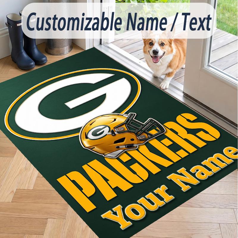 Custom Text Printed Rug Green Bay Packers Non Slip Floor Carpet For Home Room Decor