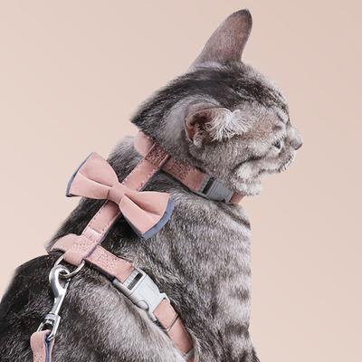 Тяговая веревка для домашних животных. Стильный комплект шлейки для домашних животных с бантом из мягкого хлопка I-образной формы.