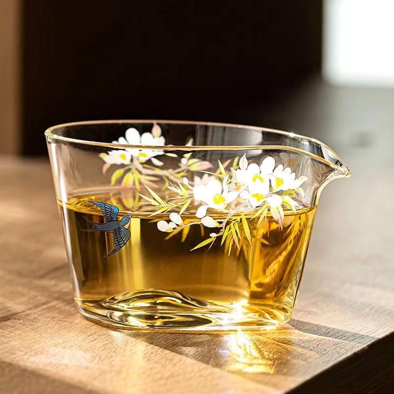 Чайный диспенсер из высокоборосиликатного термостойкого стекла, Большая емкость, Чаша справедливости «Золотая цикада»