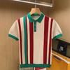 British Luxury Men's Slim Fit Striped Polo Shirt - Italian Design, Short-Sleeved, Elegant Knit Sweater