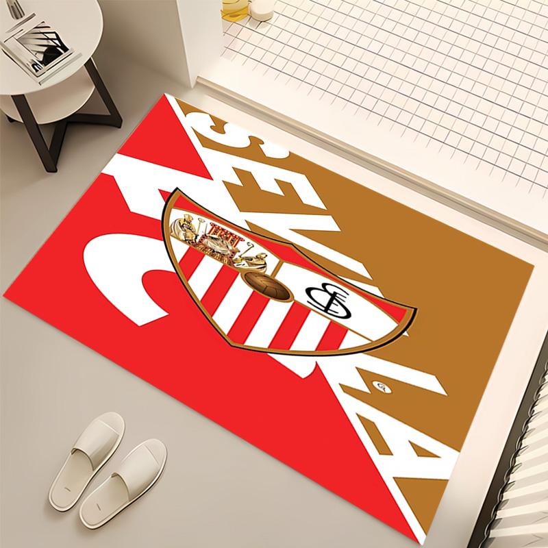1pc Seville logo Print Area Rug - Soft, Washable Non-Slip Indoor Mat, Living Room, Home Office Decorative Rug,Office Decorative