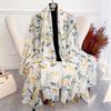 Luxury Lemon Print Cotton Scarf for Women Lady Floral Tassel Headscarf Shawl Linen Handkerchief Wrap Ventilate Muslim Hijab