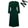 Women's Dress Spring and Autumn Temperament Elegant Pressed Pleated Commuter OL Solid Colour Plus Size Dresses