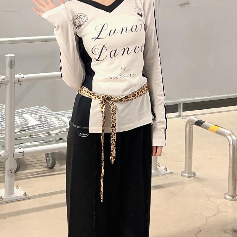 Women'S Retro Leopard Print Tie Tie And Belt Dual Purpose Decoration