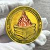 Контейнер для монет Challenge Dumpster Pattern Flame Retro Silver Color Challenge Medal Unique Office Desk