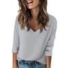 Women's T Shirt Tee Solid Color Falling Shoulder Sleeve 3/4 Sleeve Daily Weekend Fashion Basic V Neck Regular Top