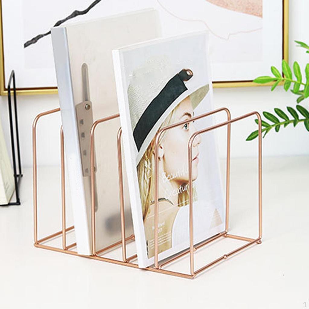 5 Slot Magazine Holder Rack, Square File Holder, Newspaper ,Office Organizer