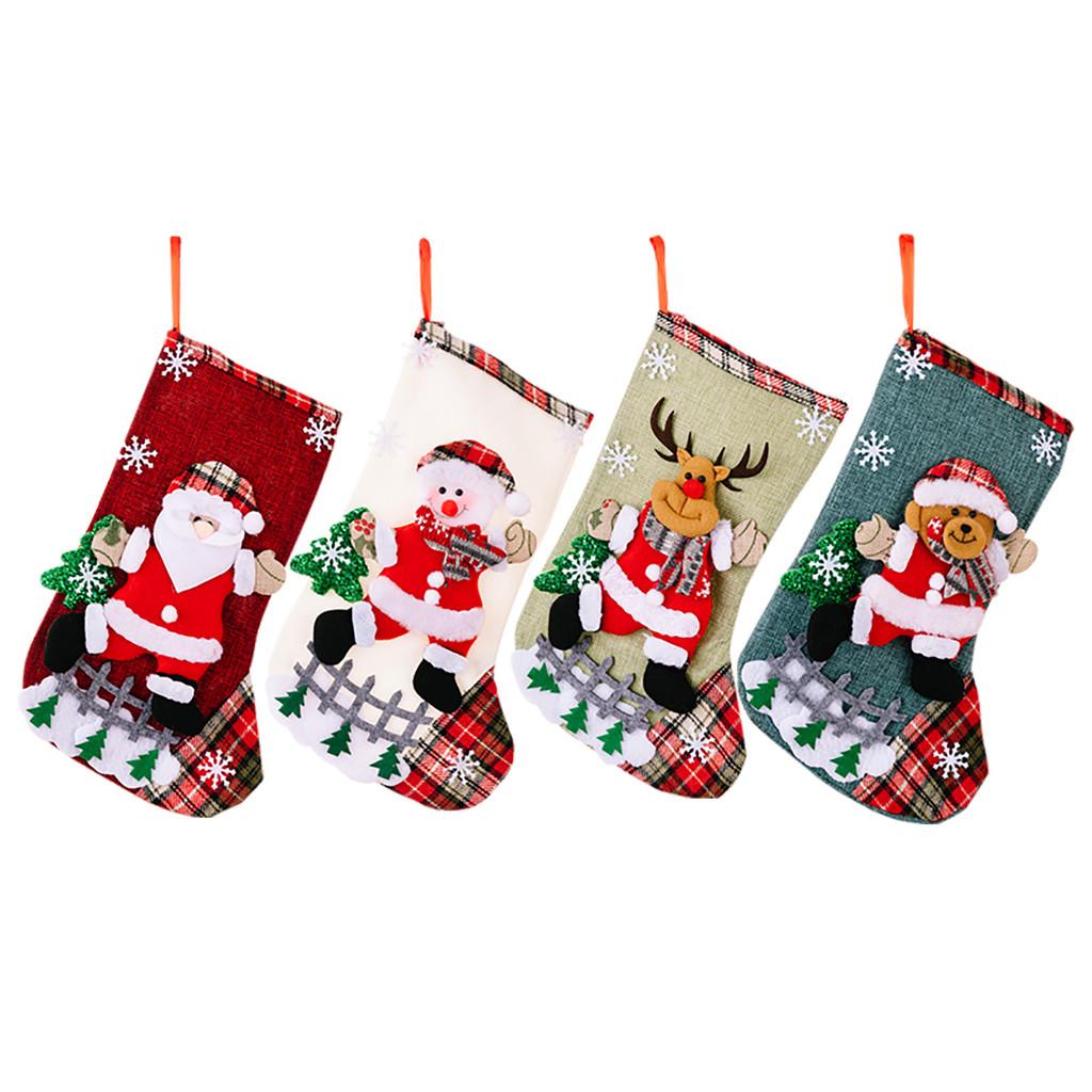 Extra Large Cartoon Christmas Socks Adorable Holiday Gift Bags For Tree Decorations