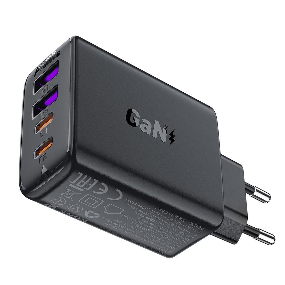 Acefast A61 45W GaN Charger, 2 USB-C & 2 USB-A Ports, Black