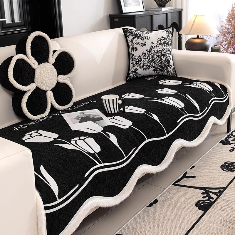Irregular Shaped Sofa Cushion Chenille Winter Burr High-Grade Straight-Row Leather Sofa Cover Towel