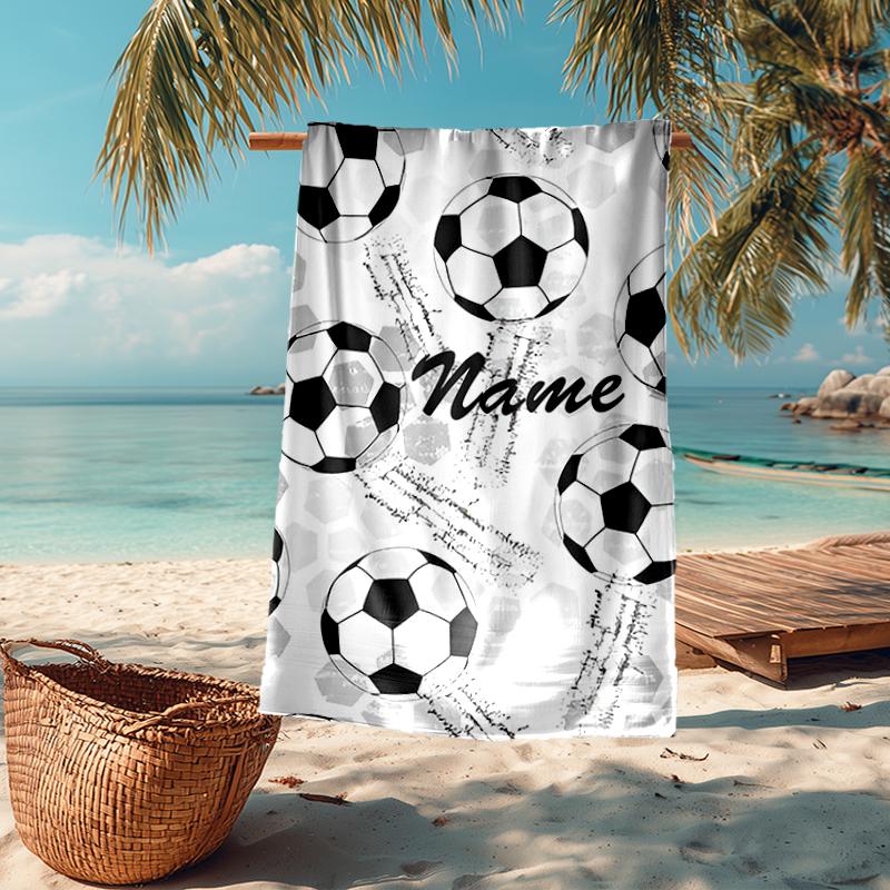 Custom Name Ultra-Soft Beach Towel with Soccer Theme,Ideal for Pool - Camping, Diving - Perfect Travel Essential, Vibrant Beach Towel.