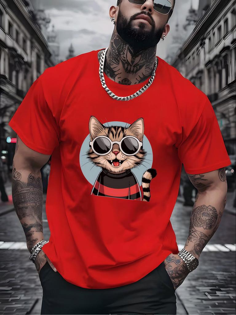 Vintage Cat Cotton T Shirt Harajuku Y2k Fashion Streetwear Shortsleev Summer Clothes For Unisex Unisex Cat Mom Gift Cat Dad Outfit