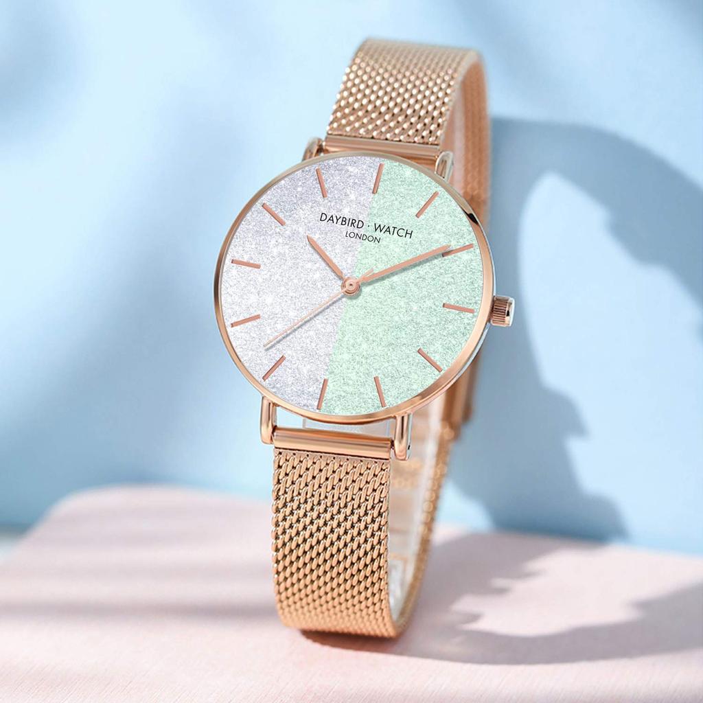 RORIOS Повседневные часы со стильным мерцанием звездного неба, простые кварцевые, идеально подходят для дня или деловых женщин, циферблат, механизм, День святого Валентина