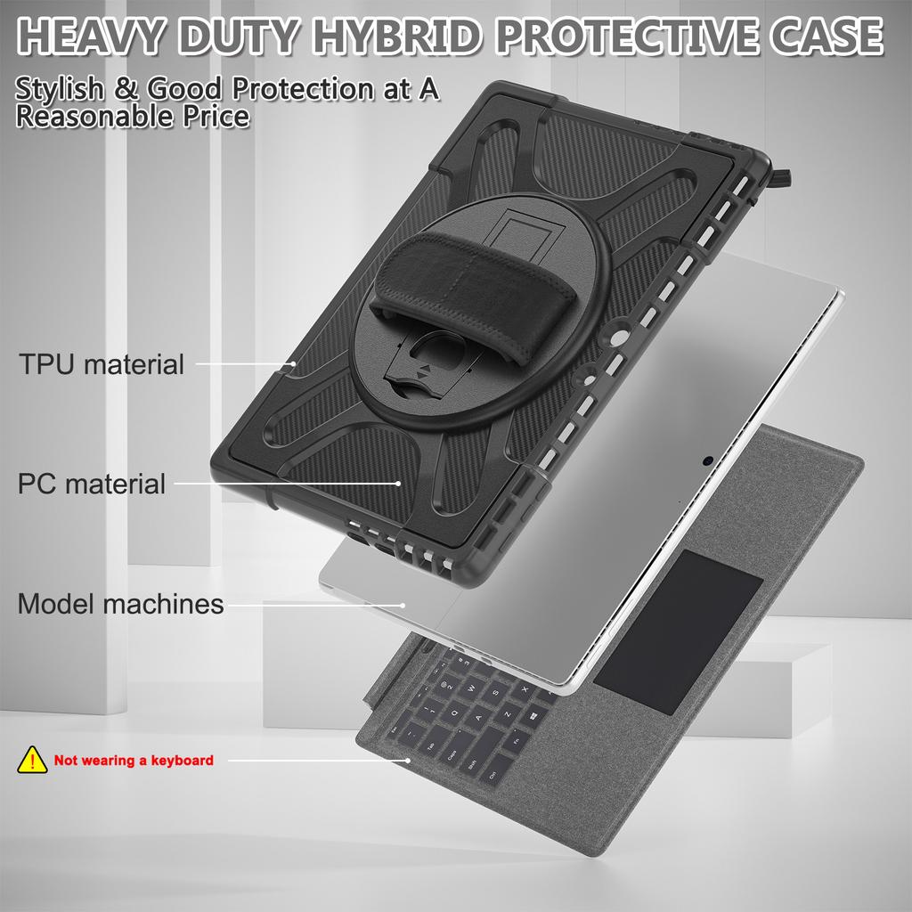 Case For Microsoft Surface Pro 9, Rotating Cover for Surface Pro 9 8 7 6 5 4 Hand Strap KickStand Cover for Surface GO2 Go3