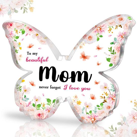 Акриловая табличка в форме бабочки на память, кристально чистая акриловая долговечная цветная печать, сердечная табличка с посланием на День матери, подарки для мамы