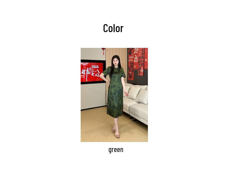 New Spring Cheongsam: Plus Size, Stand Collar, Slimming Dress for Women