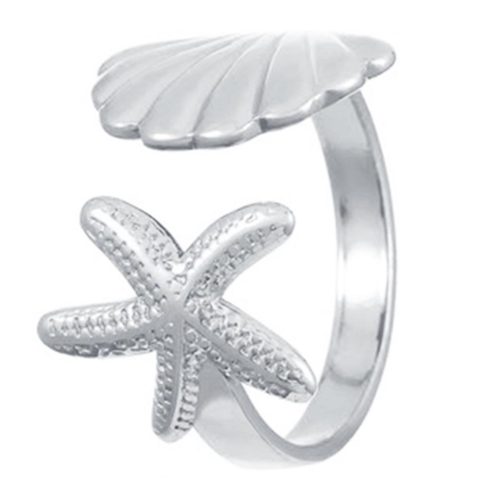 Elegant Open Finger Rings Zinc Zinc Alloy Stainless Steel Rings Fashion Shell Starfish Rings Women
