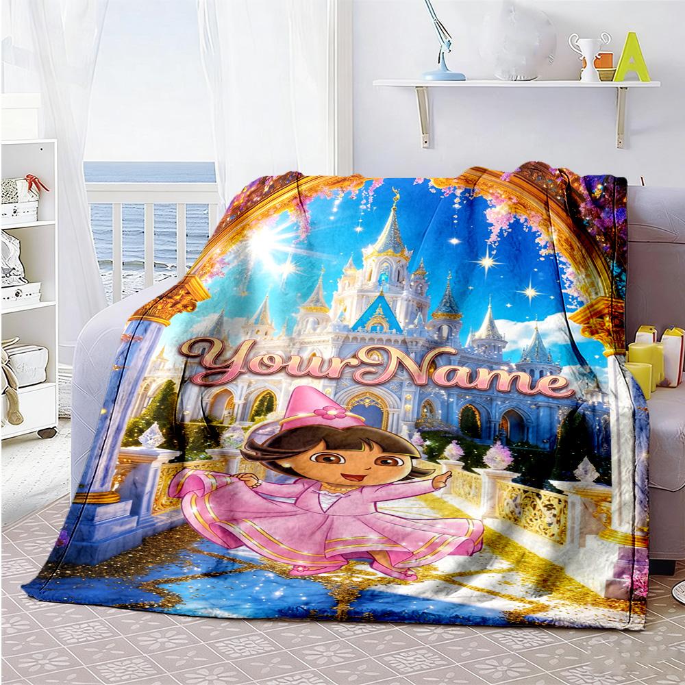 Dora Explorer Personalized Text Blanket Throw Personalized Blanket Ultra-Soft Suitable for Living Room Sofa Seaside Livingroom